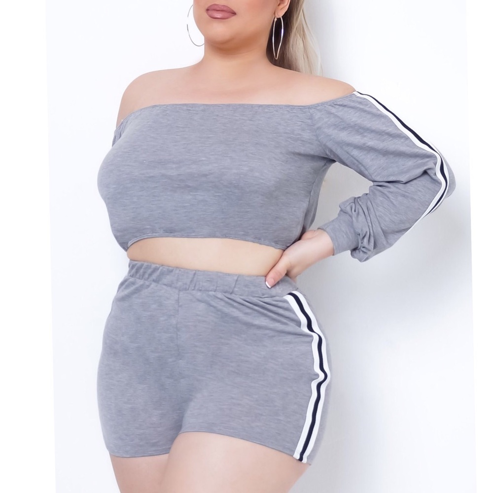 Plus Size Jordan Two Piece Short Set - Gray